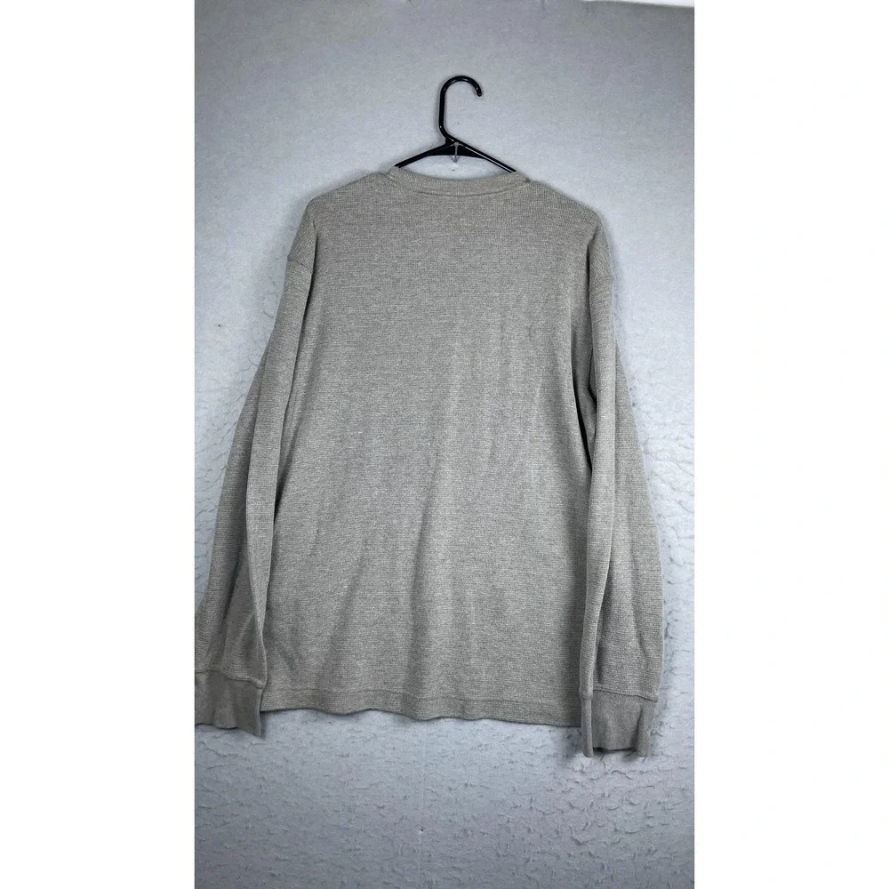 Eddie‎ Bauer Sweater Mens Large Gray Waffle Knit Thermal Crewneck Graphic Logo - Picture 6 of 7